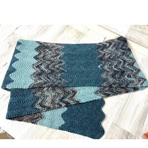 Unbranded Handmade Womens Blue Multi Boho Crochet Winter Casual Scarf
